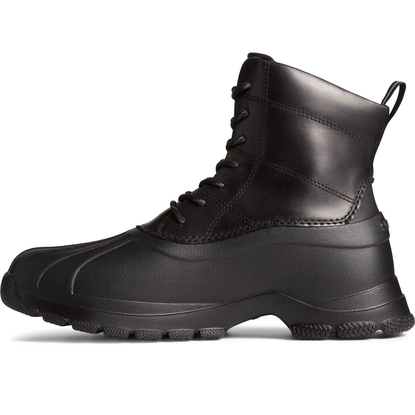 Sperry Duck Float Bottes En Caoutchouc Noires En Cuir