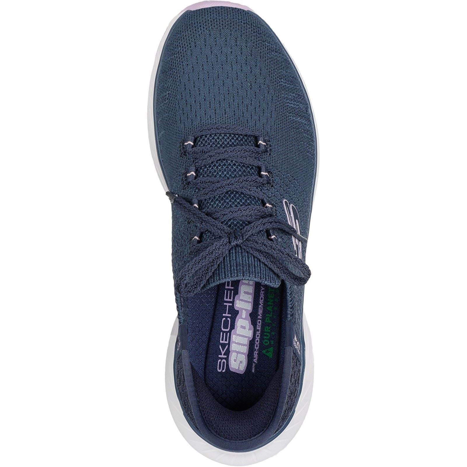 Skechers Edgeride Impression Sneakers En Toile Pour Femmes Bleu Marine/Lavande