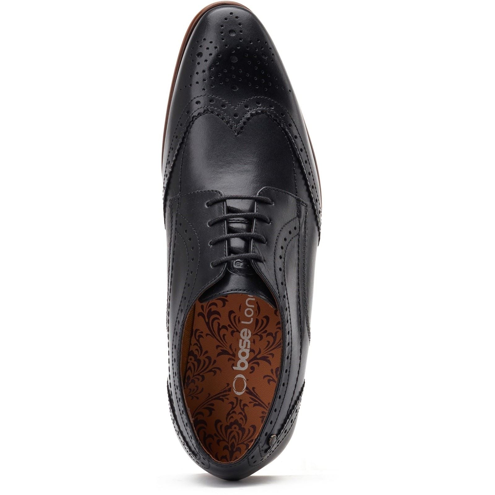 Base London Barbera Excel Chaussures Richelieu Noires En Cuir Pour Hommes