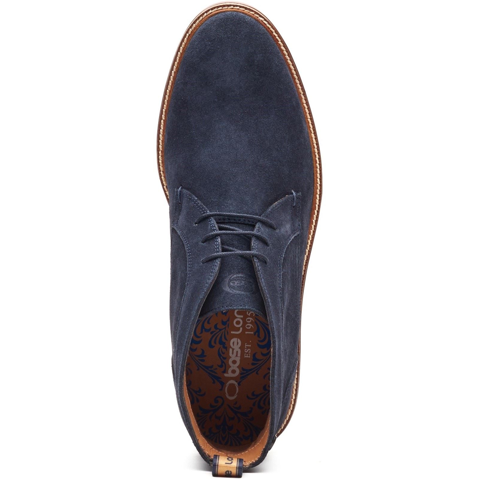 Base London Lincoln Chukka Bottes En Cuir Pour Hommes Bleu Marine
