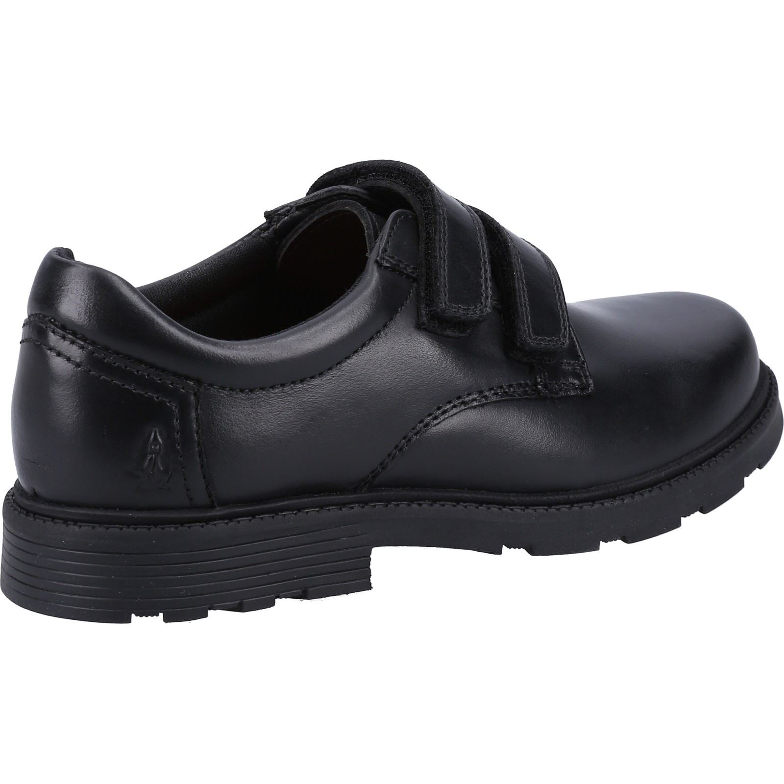Hush Puppies Logan SNR Chaussures Noires Pour Garçons En Cuir.
