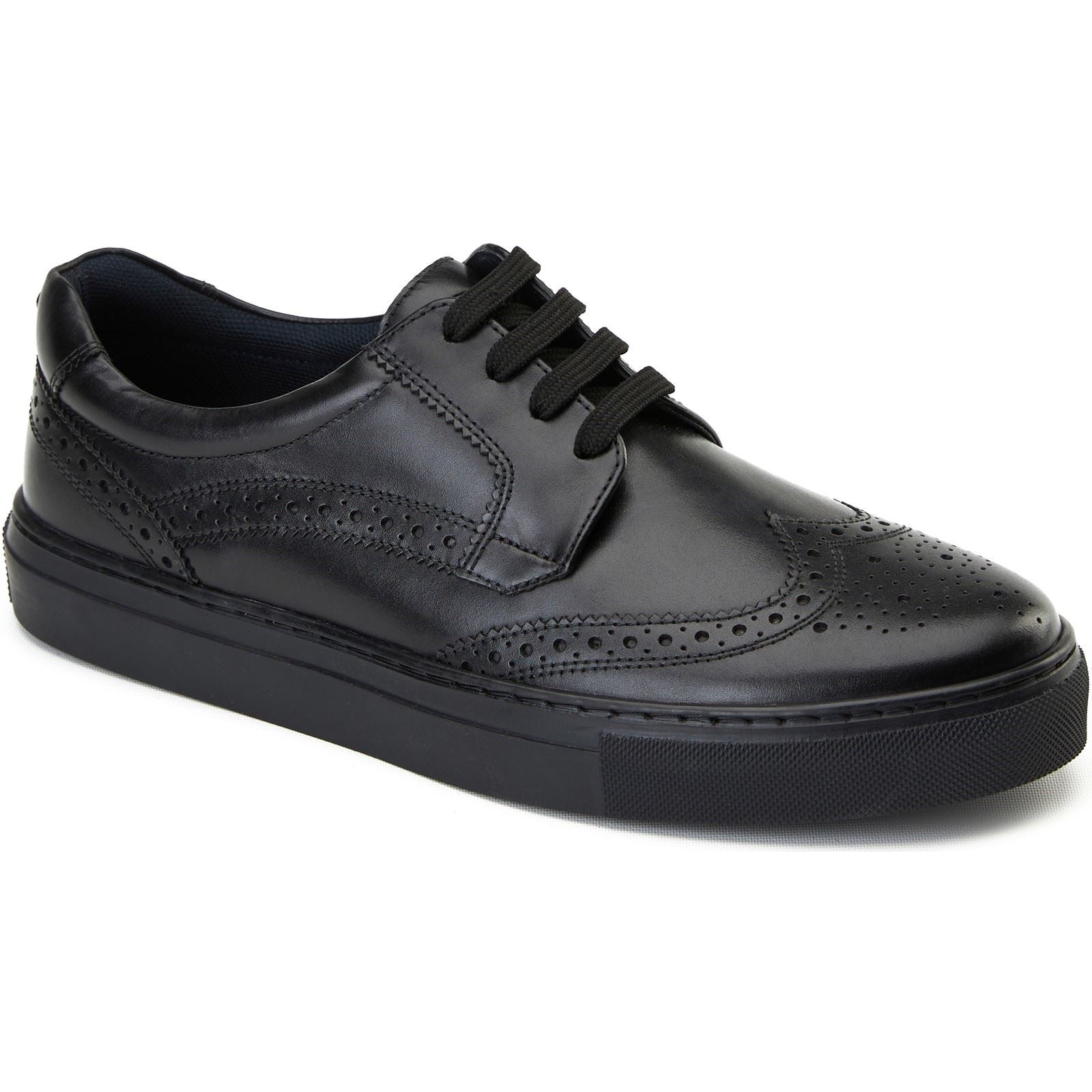Base London Clapton Chaussures Richelieu Noires En Cuir Pour Hommes