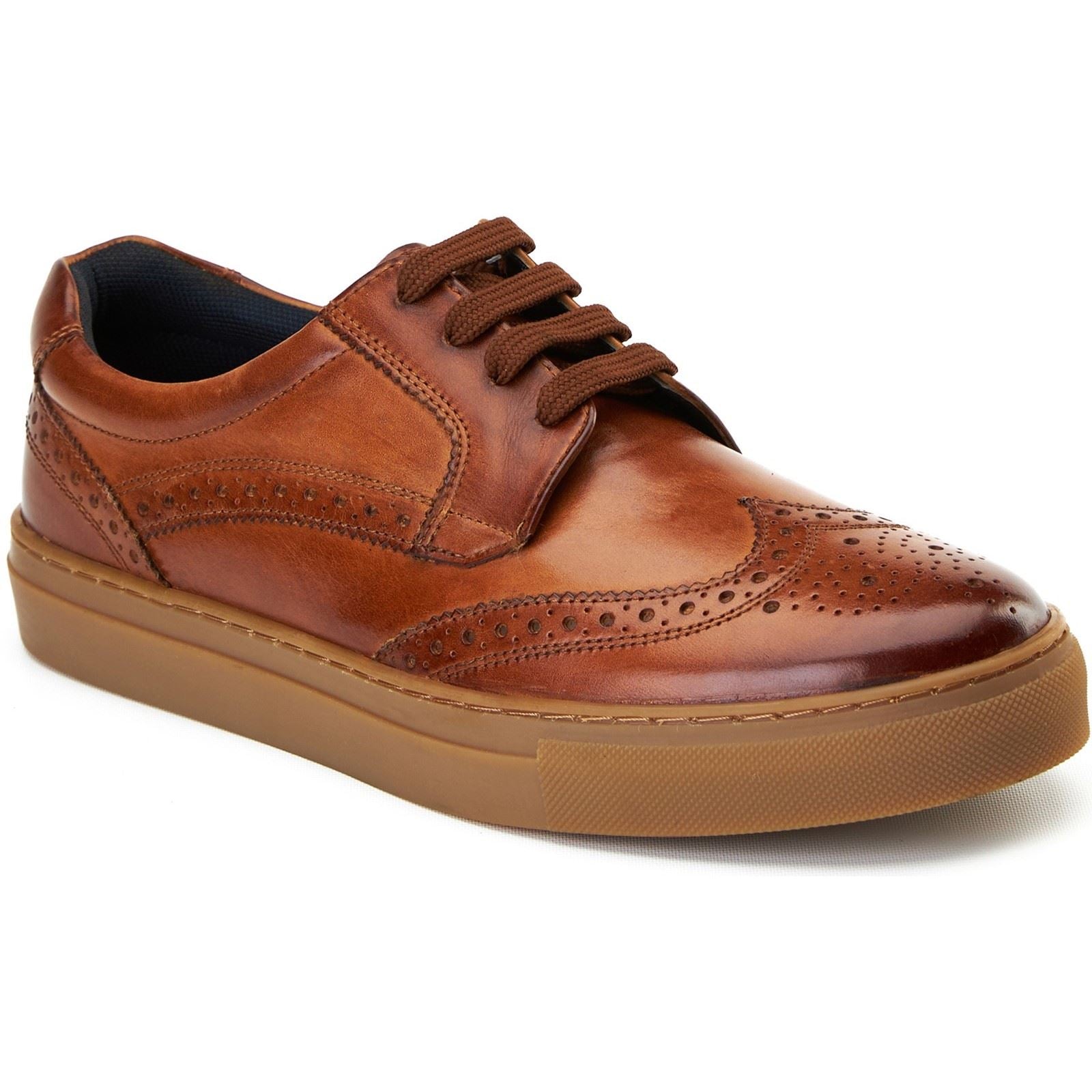 Base London Clapton Chaussures Richelieu En Cuir Brûlé Pour Hommes