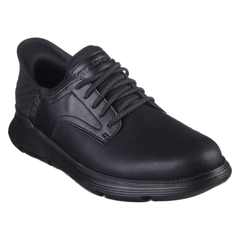Skechers Garza Gervin Chaussures En Cuir Noir À Lacets Pour Hommes