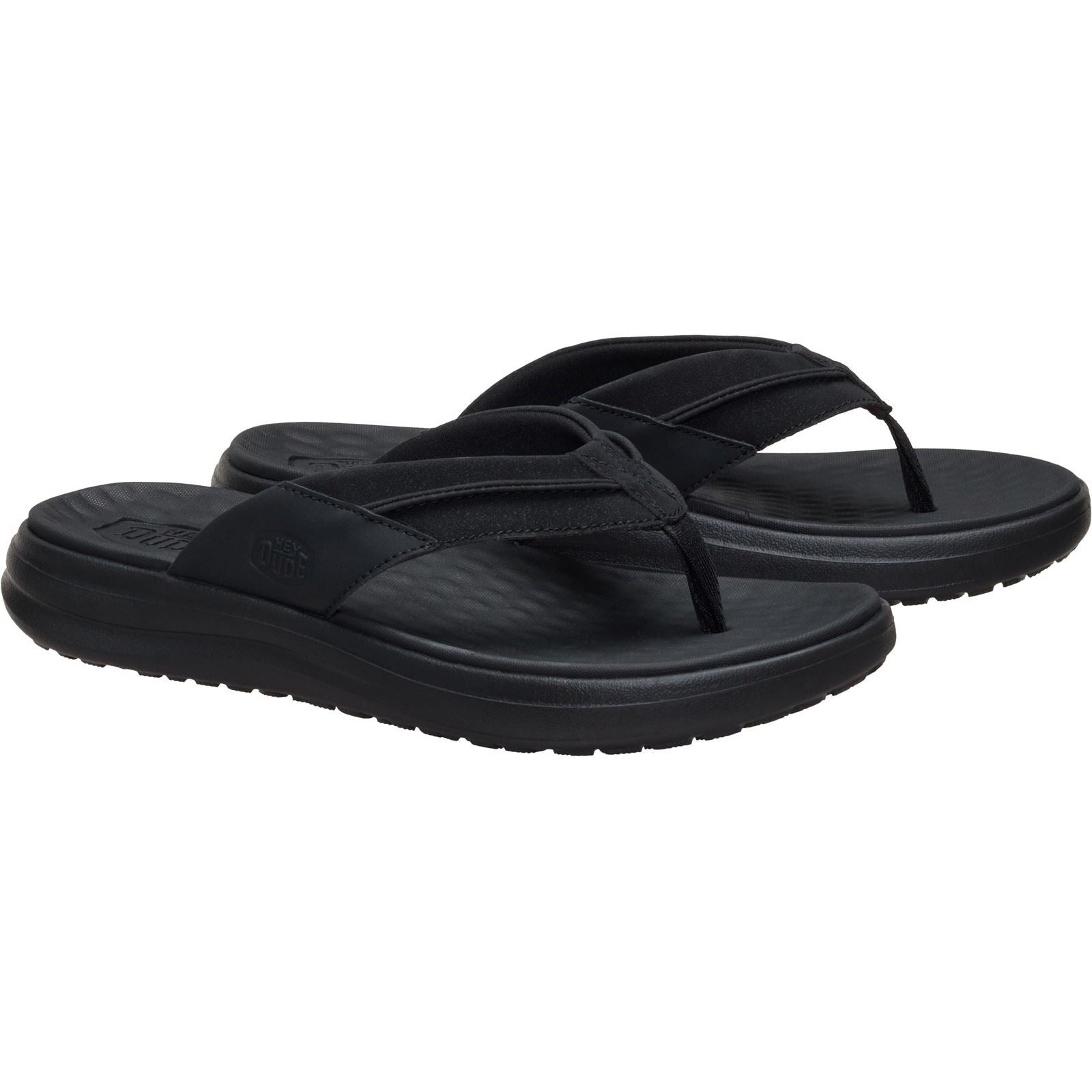 HEYDUDE Finn Flip Sandales Noires Pour Hommes En Polyuréthane