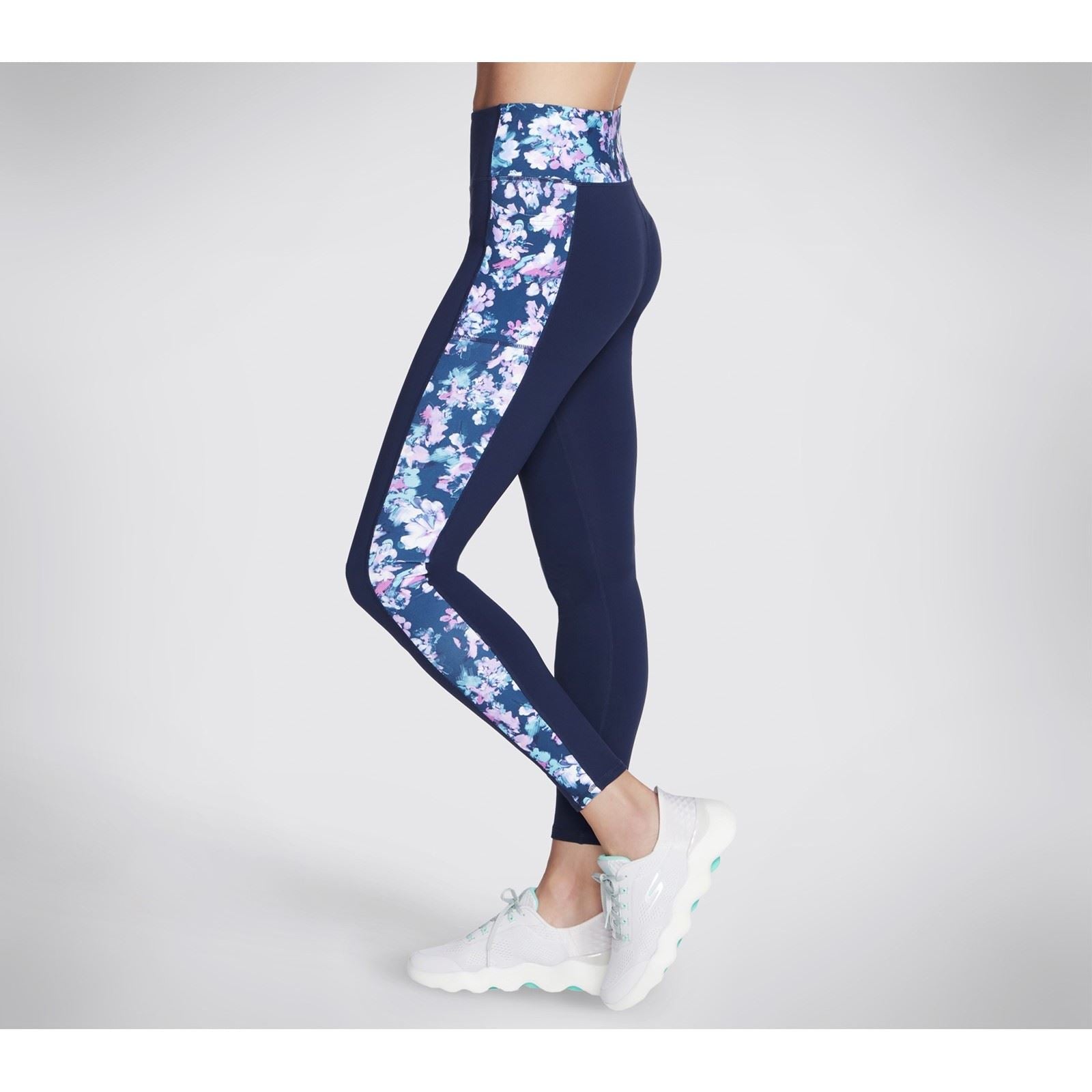 Skechers Performance GOWALK Misty Floral Legging Leggings De Sport Bleus En Nylon Pour Femmes