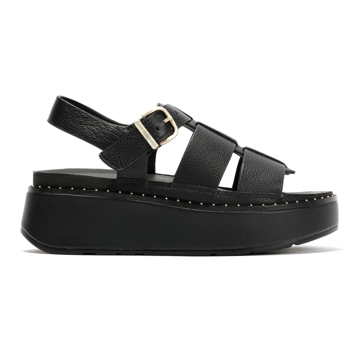 FitFlop GEN-FF Max Fisherman Tumbled Sandales Noires En Cuir Pour Femmes