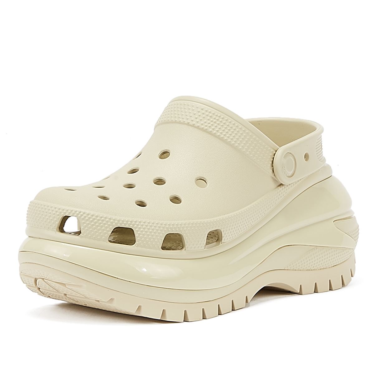 Crocs Sabots Classiques À Semelle Épaisse Mega Crush Pour Femmes Couleur Beige.