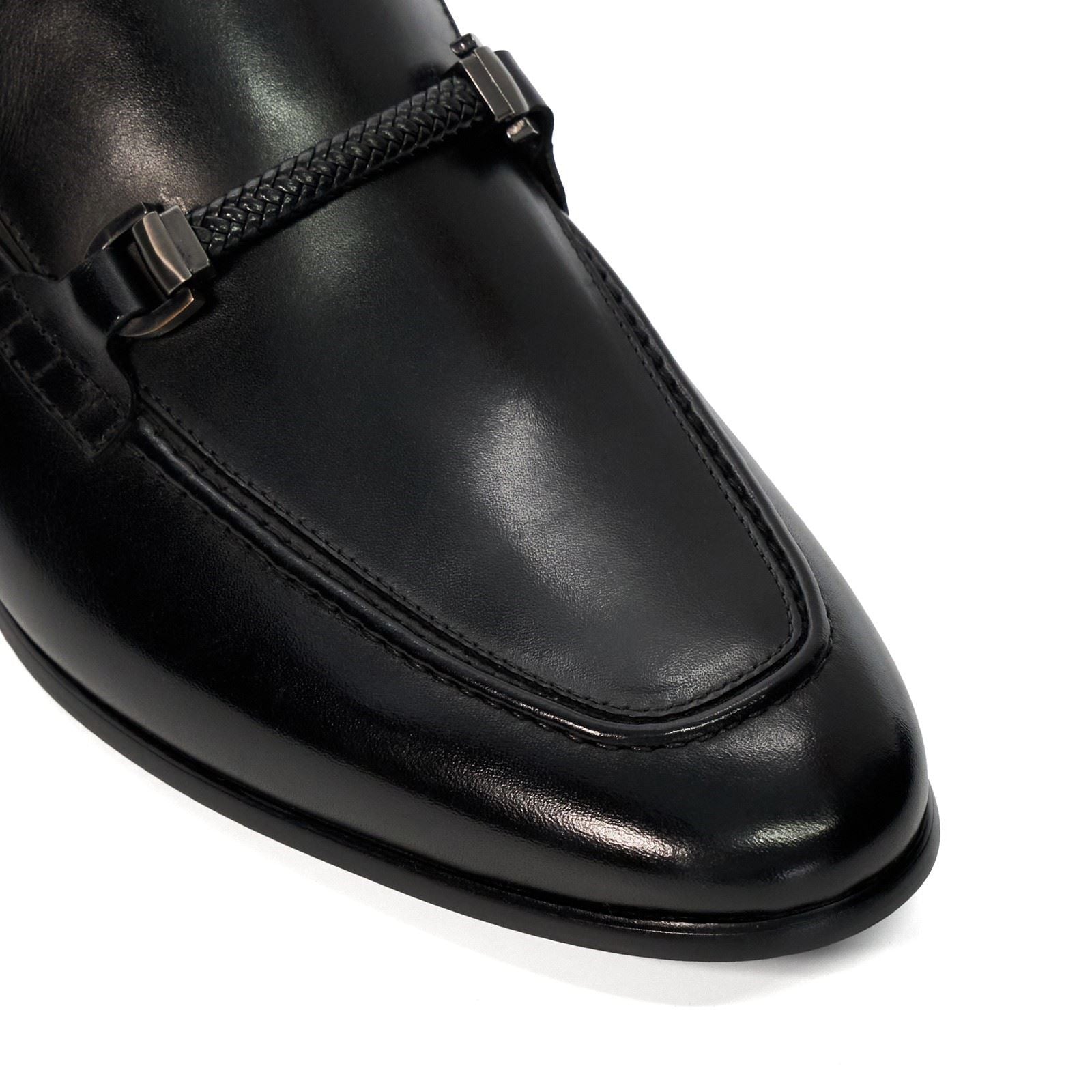 Dune Scilly Mocassins Noirs En Cuir Pour Hommes