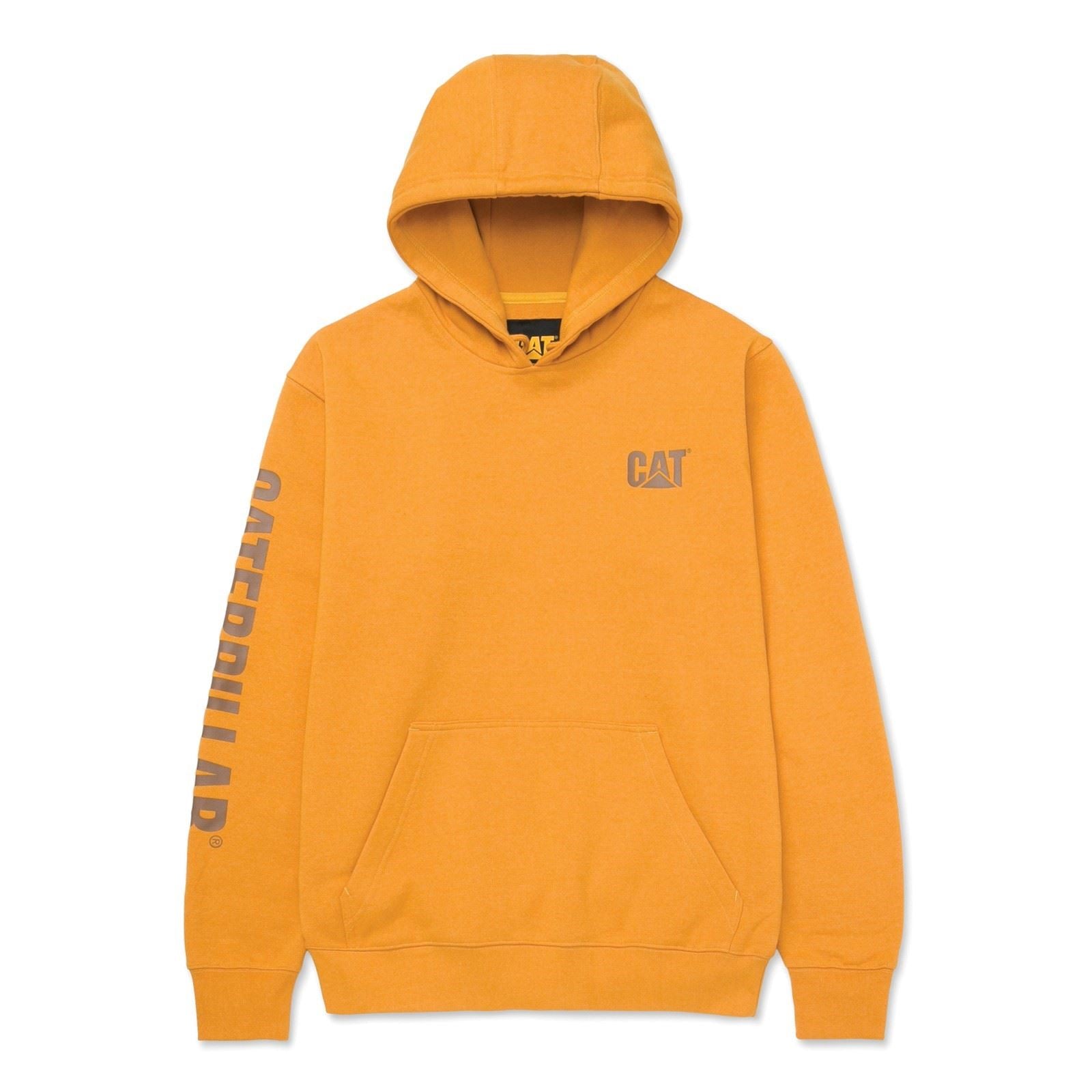 Caterpillar Trademark Banner Sweat À Capuche Jaune En Coton Pour Homme