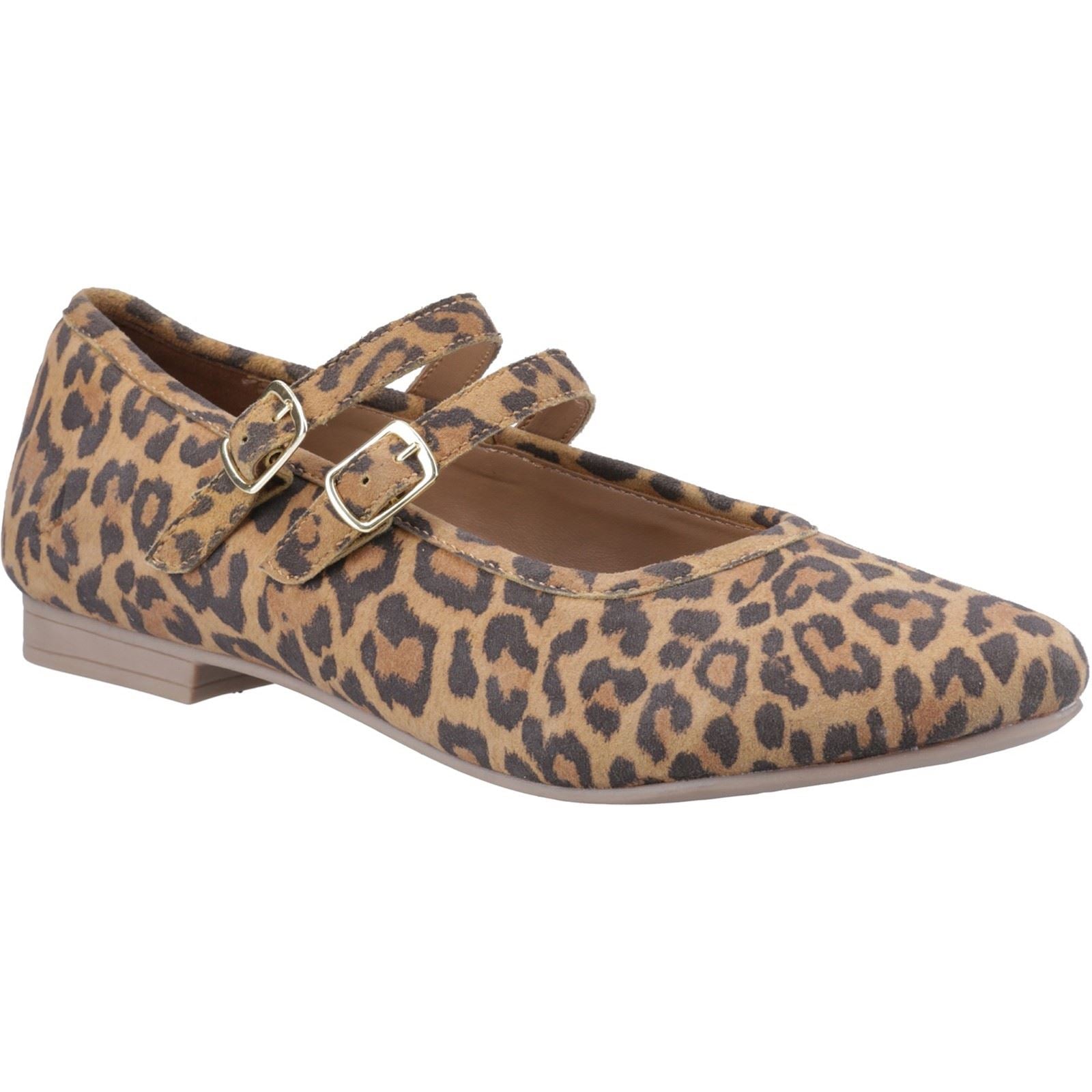 Hush Puppies Nancy Mary Jane Chaussures Plates Léopard Pour Femmes En Cuir