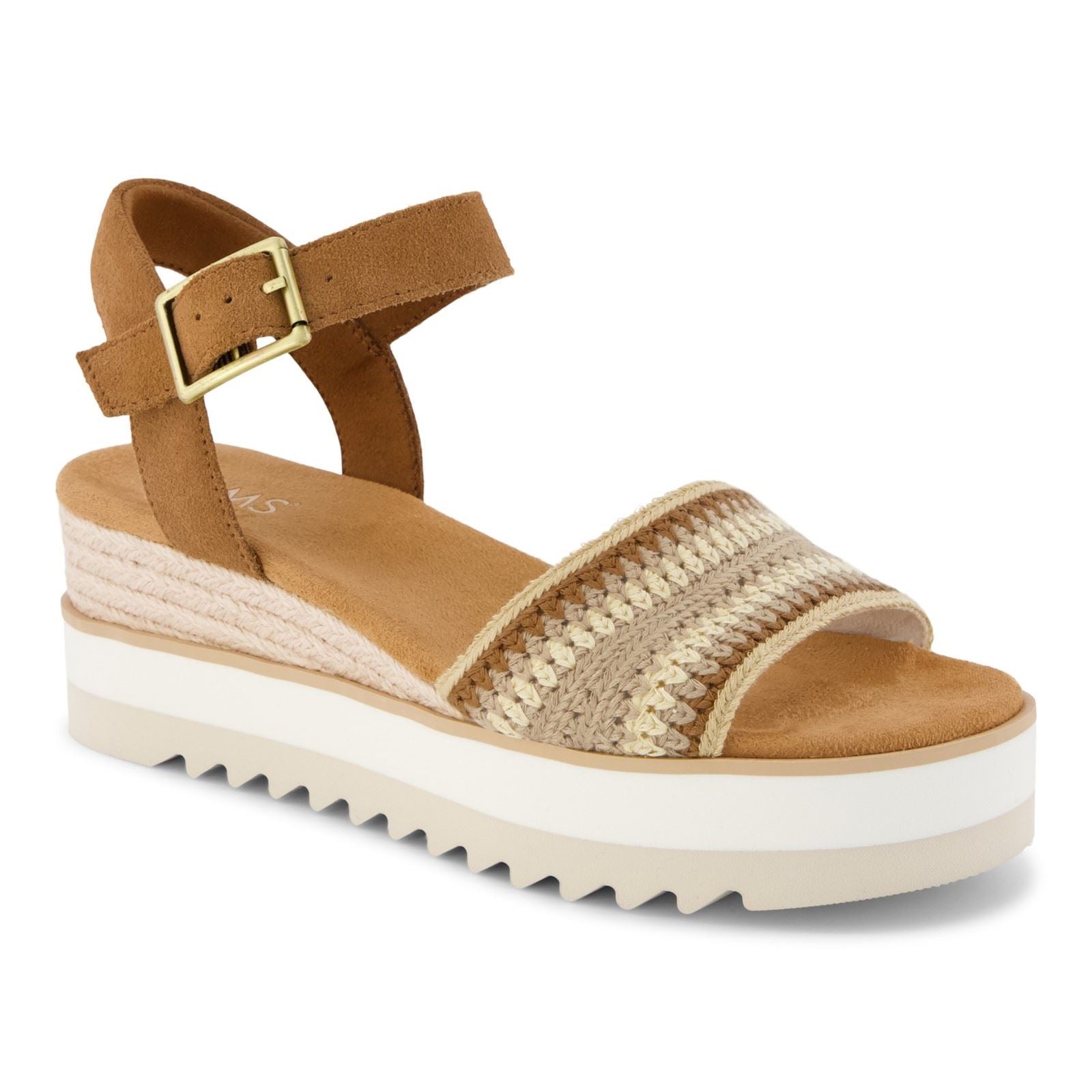 TOMS Diana Wedge Sandales En Cuir Pour Femmes Beige Foncé
