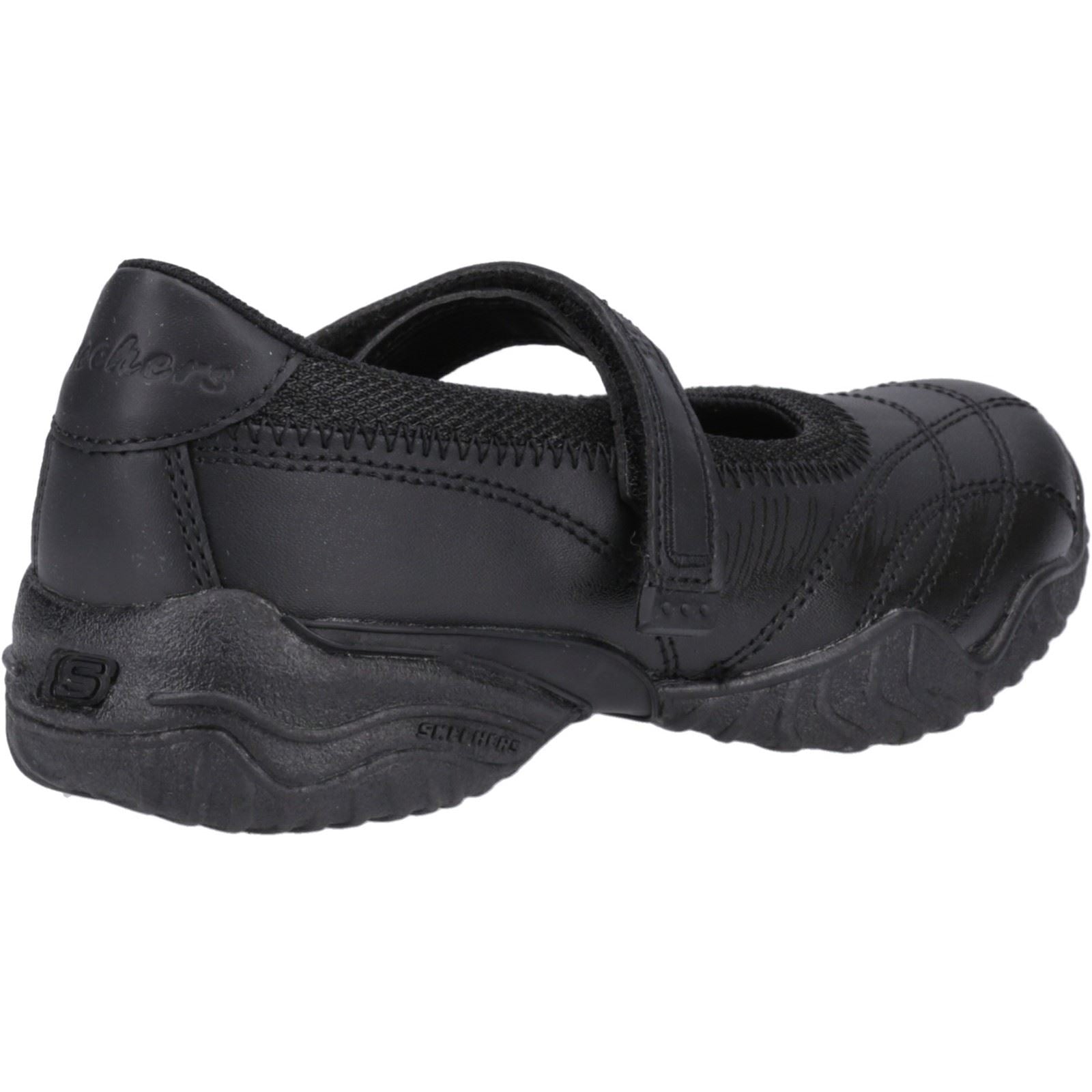Skechers Velocity Pouty Chaussures Noires Pour Filles En Cuir