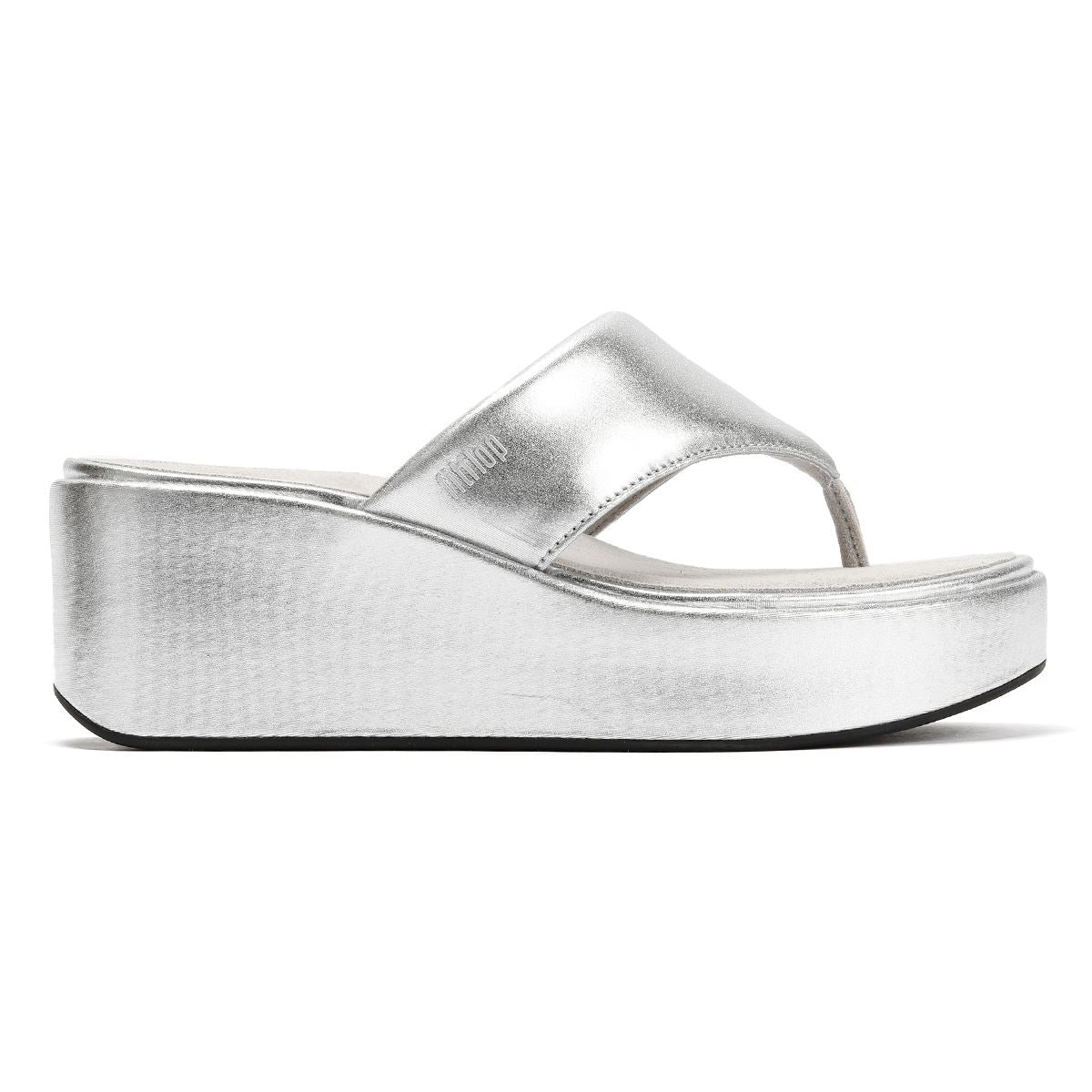 FitFlop Sandales Femme Compensées Plateforme Argentées à Entredoigt