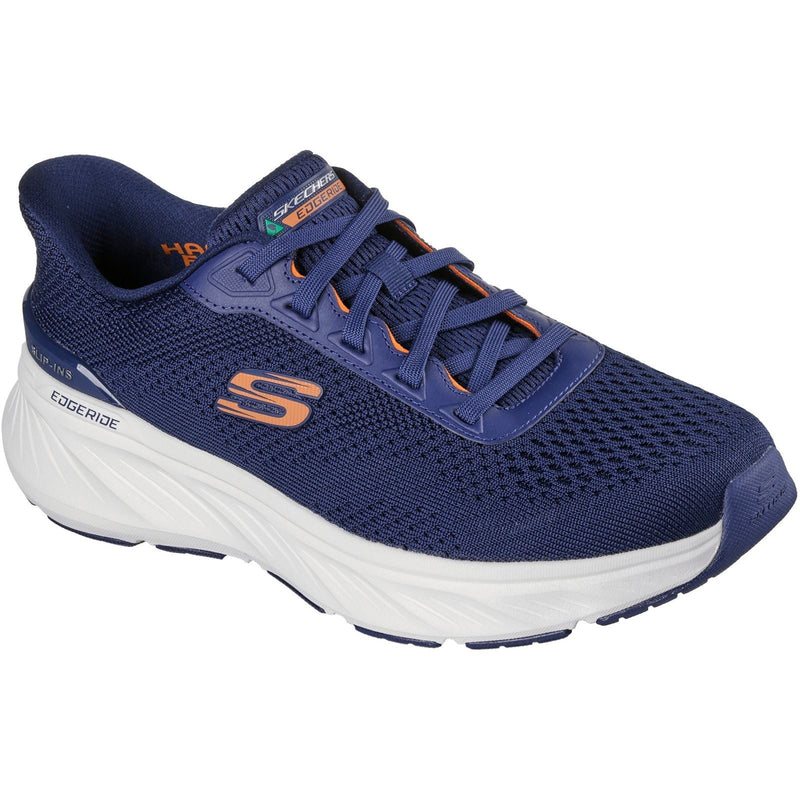 Skechers Edgeride Chaussures De Sport Pour Hommes En Textile Bleu Marine/orange.
