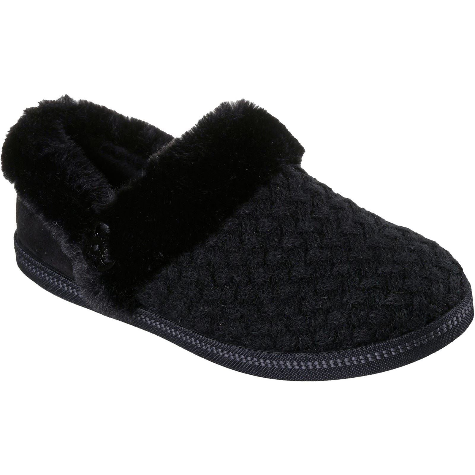 Skechers Cozy Campfire Frosty Promise Chaussons Noirs Pour Femmes En Polyester