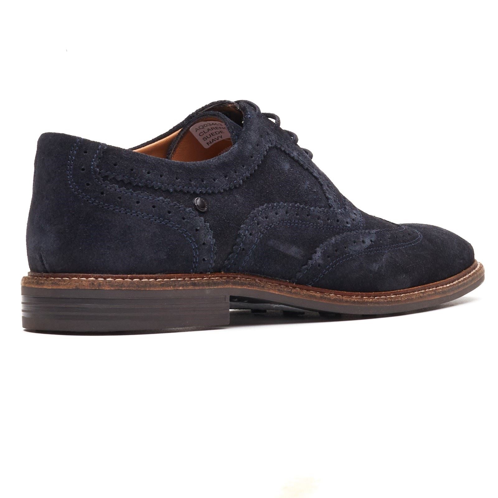 Base London Clarence Brogue Chaussures À Lacets Pour Hommes En Cuir Bleu Marine