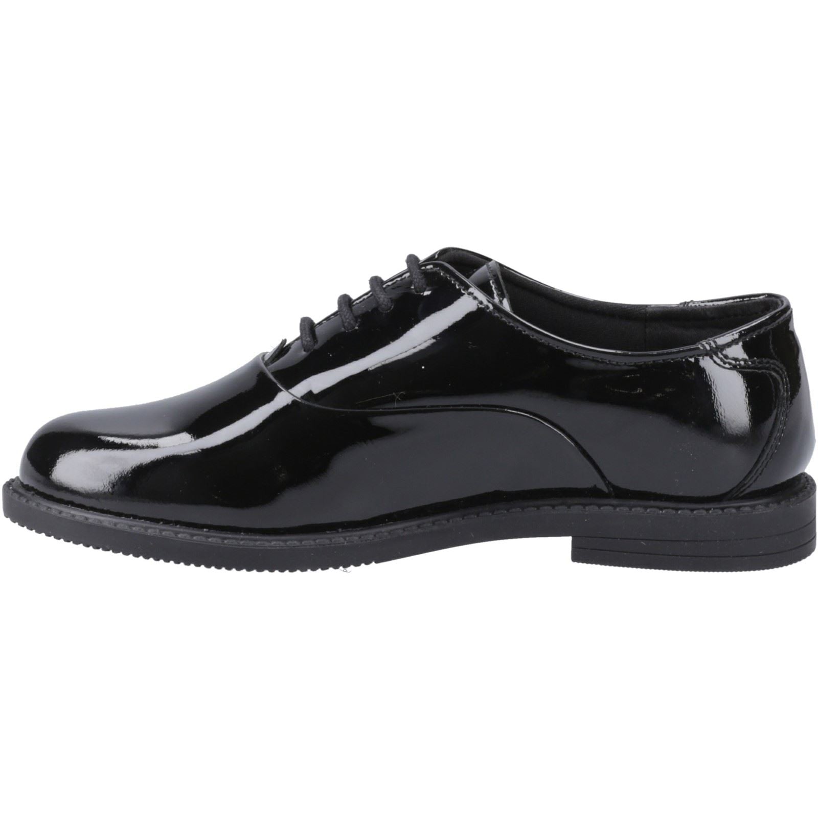 Hush Puppies Nellie Patent Chaussures Oxford Noires En Cuir Pour Filles