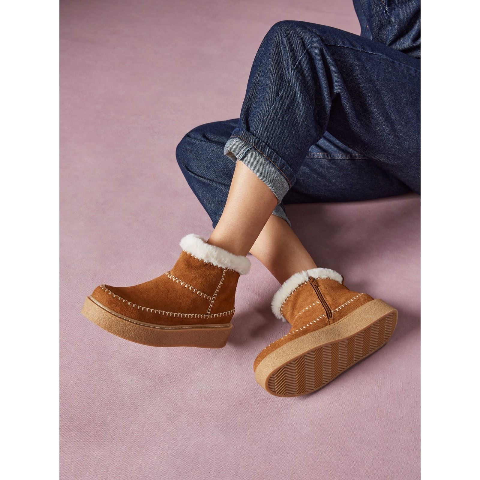 Hush Puppies Brielle Femmes Suédoises Bottines D'hiver En Daim Tan