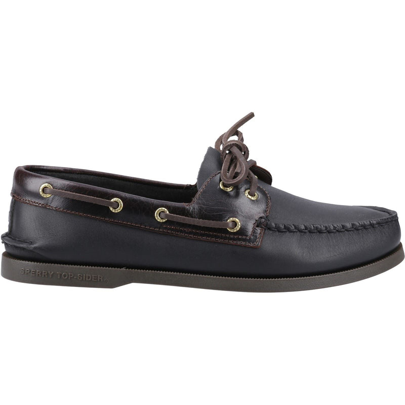 Sperry Authentic 2 Eye Chaussures Bateau Pour Homme En Cuir Amaretto/Noir
