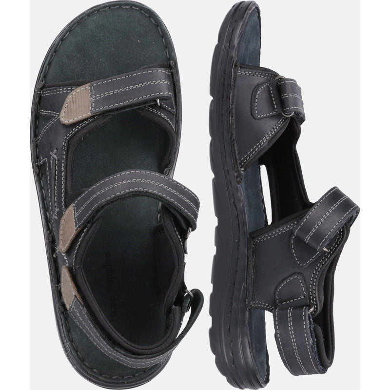 Hush Puppies Alistair Sandales Noires Pour Hommes En Cuir