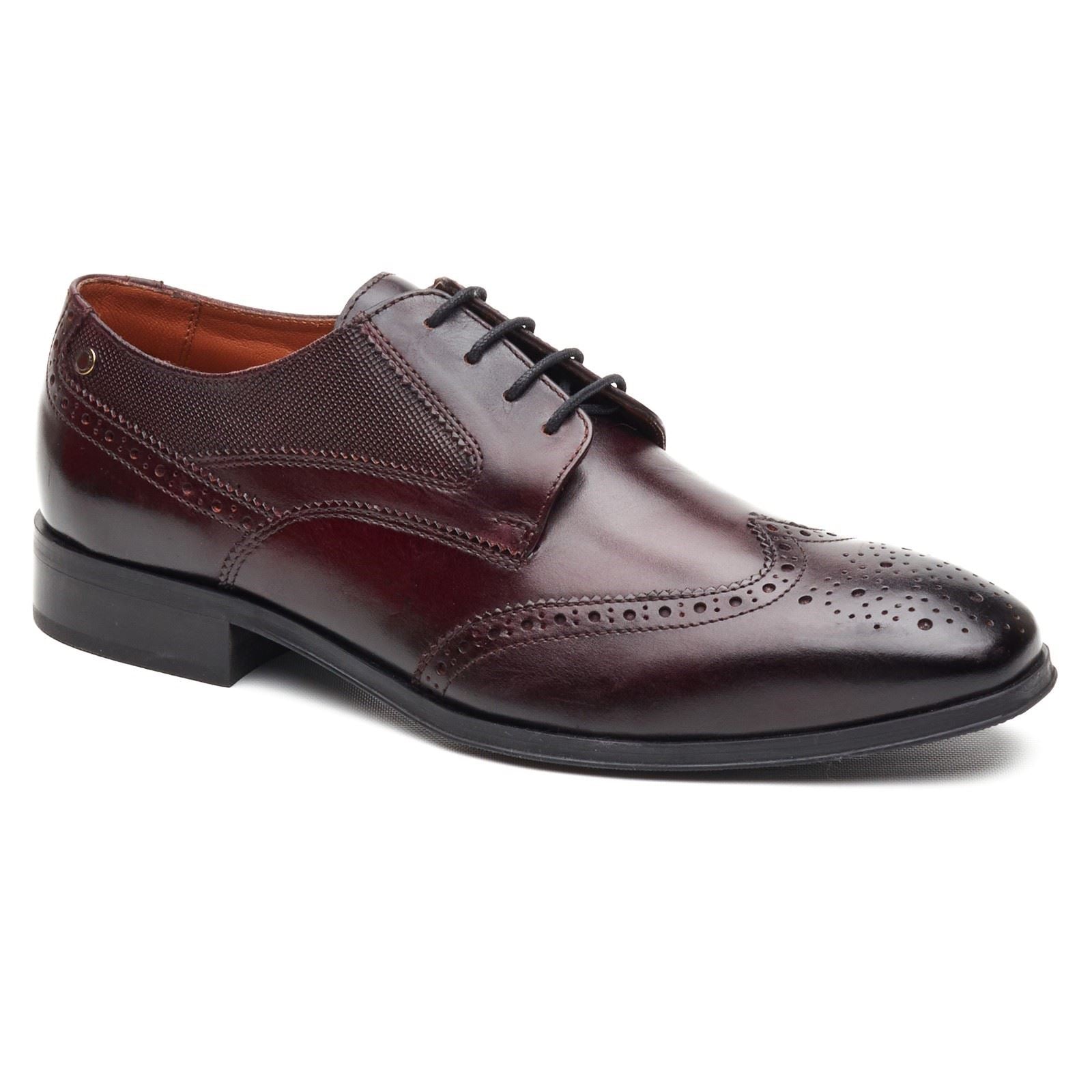 Base London Steeple Brogue Chaussures Brogues En Cuir Pour Hommes Marron Brûlé