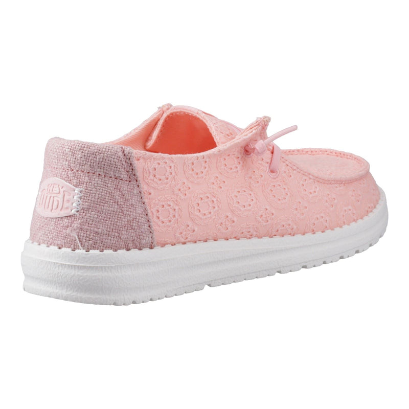 HEYDUDE Wendy Eyelet Lace Chaussures Mocassins Pour Femmes En Mélange De Coton Rose Pâle