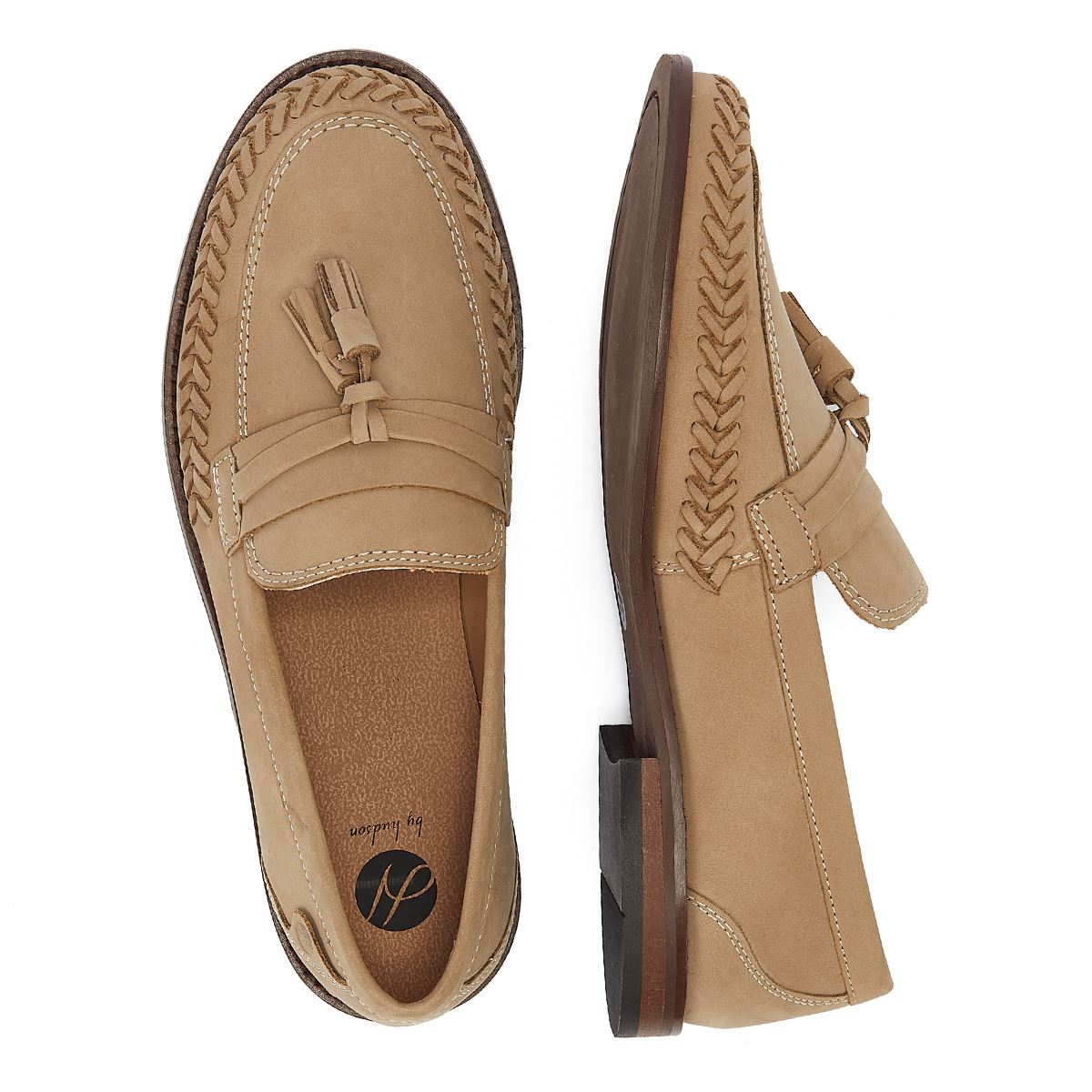 H By Hudson Haldon Mocassins En Daim Taupe Pour Hommes Taupe Décontracté