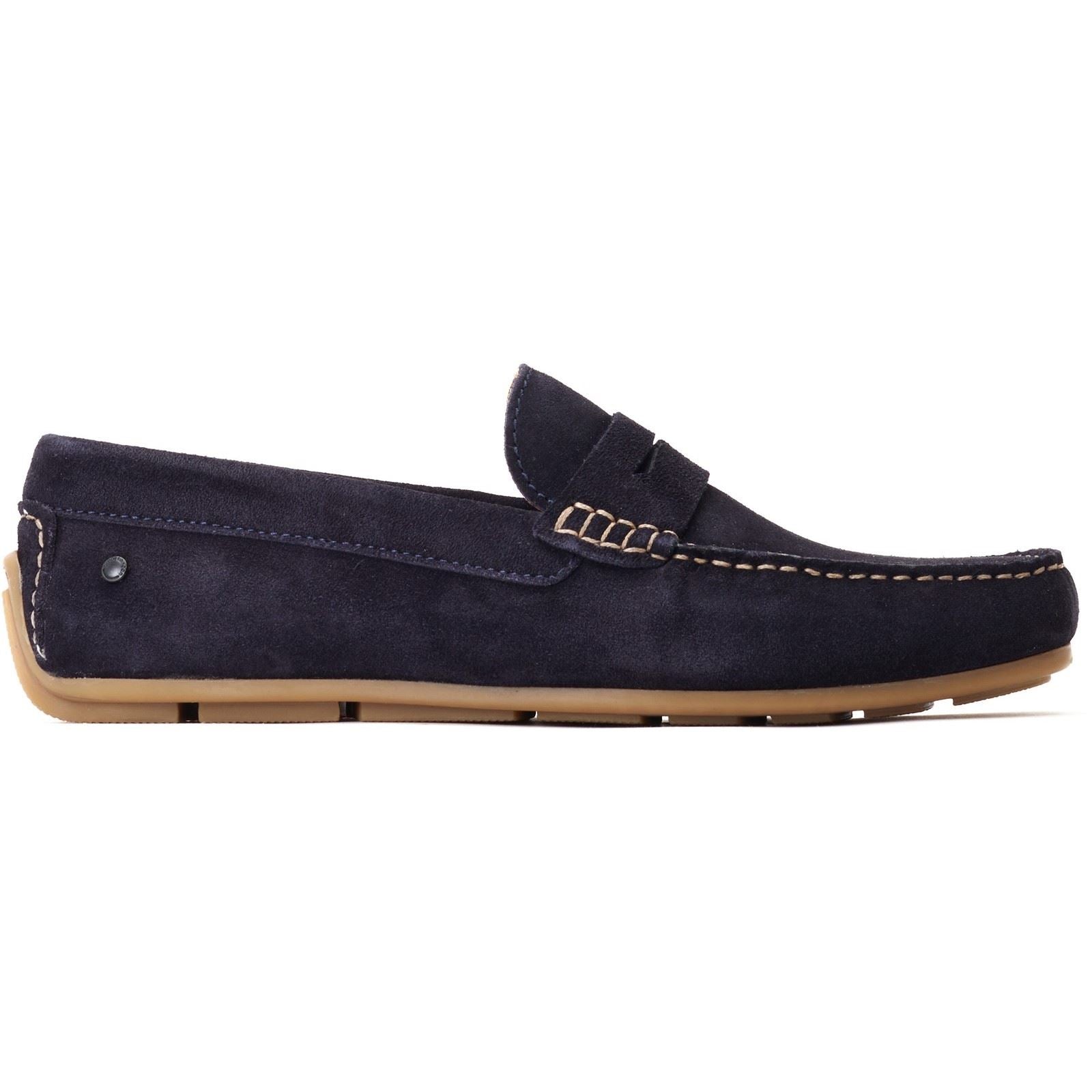 Base London Collins Chaussures Bateau En Cuir Pour Hommes, Couleur Marine