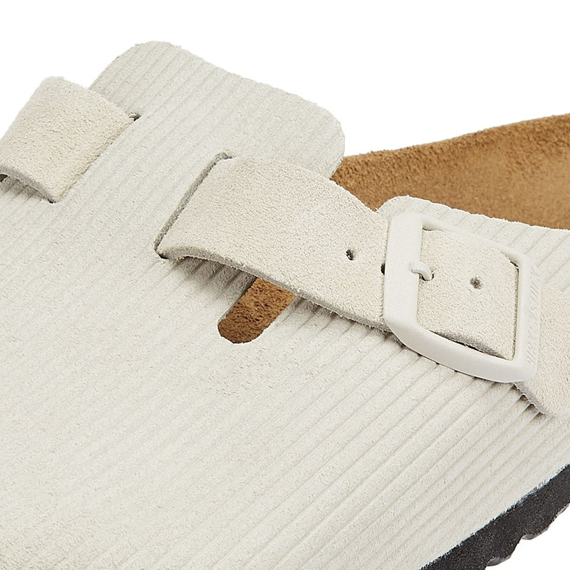 Birkenstock Chaussures De Confort Blanches Pour Femmes Sabot En Velours Côtelé Antique Boston
