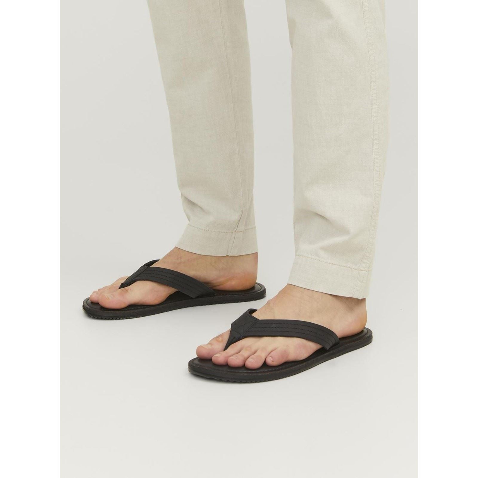 Jack & Jones Washton Tongs Pour Hommes En Cuir Anthracite