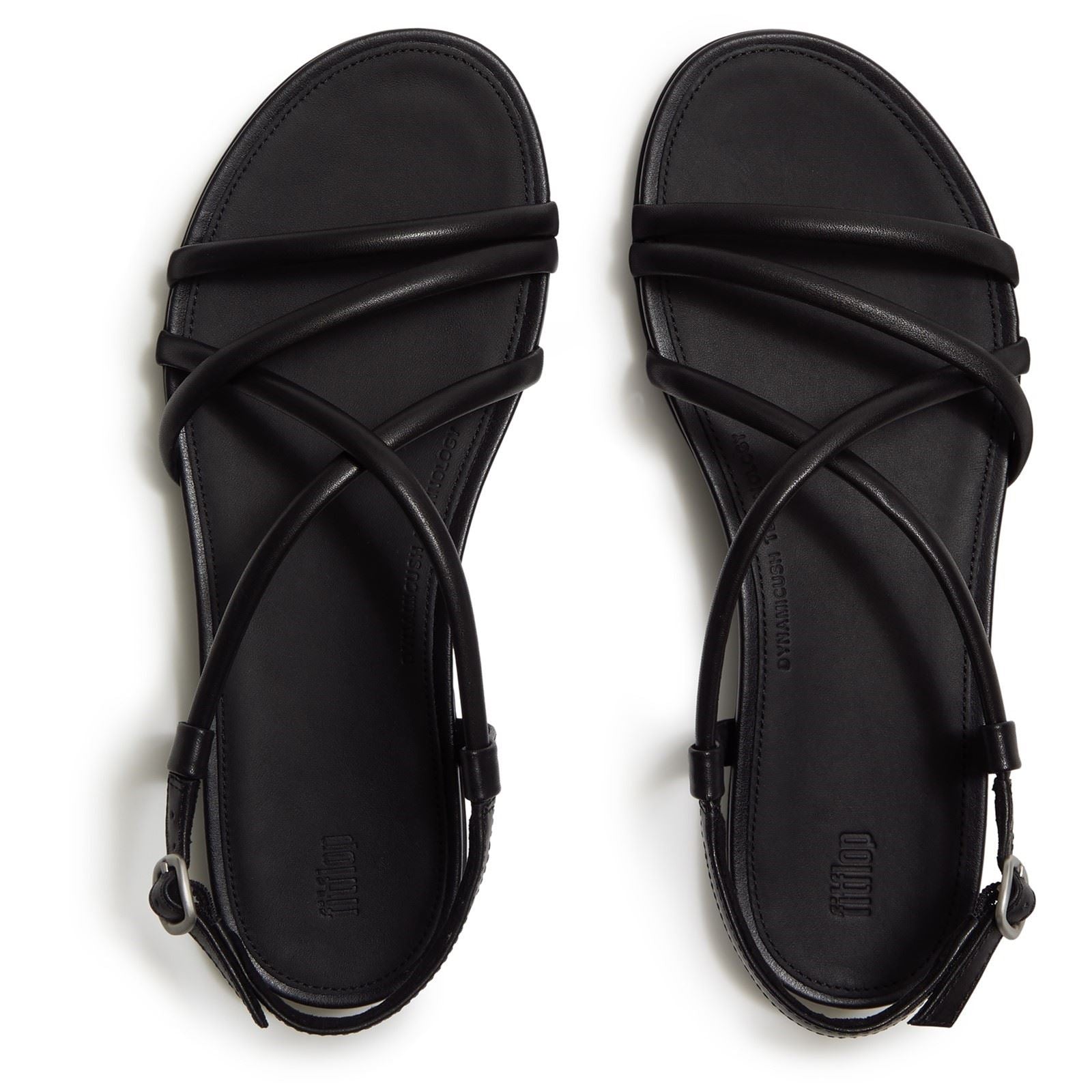 Fitflop Gracie Crystal Sandales En Cuir Tout Noir Pour Femmes