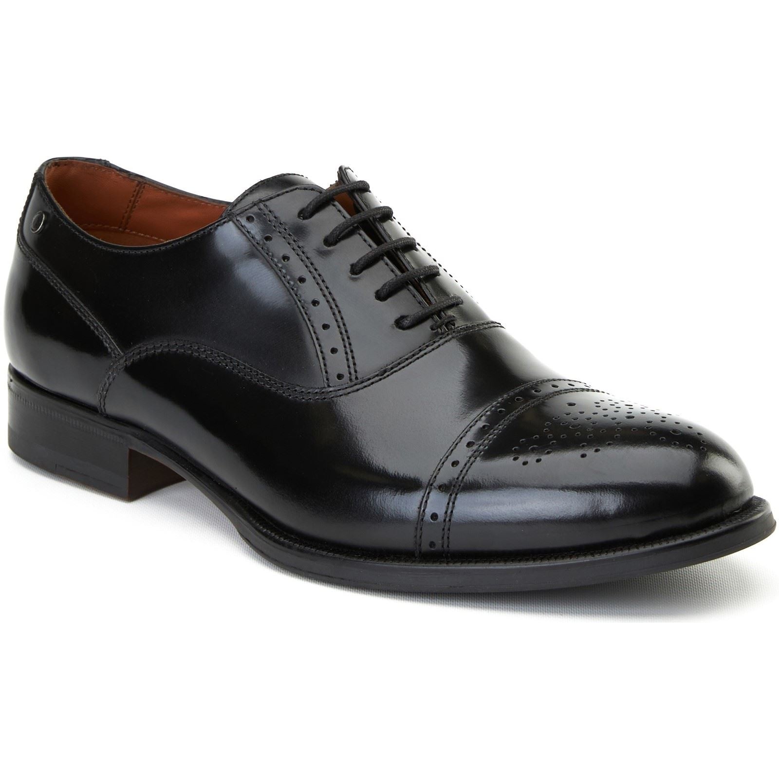 Base London Franklin Chaussures Oxford Noires Pour Hommes En Cuir