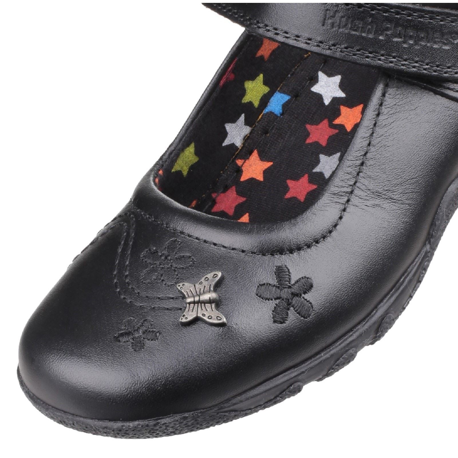 Hush Puppies Clare Junior Chaussures Noires Pour Filles En Cuir
