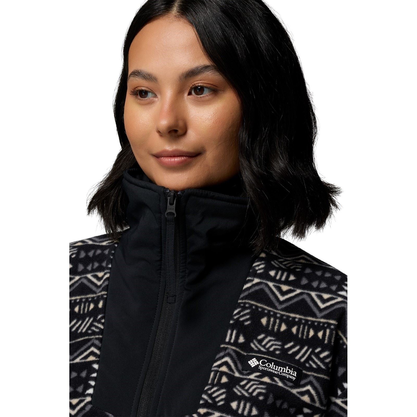 Columbia Sequoia Grove Printed Half Zip Pull En Polaire Noir Pour Femmes En Polyester