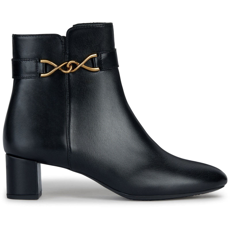 Geox D Pheby Bottes Noires En Cuir Pour Femmes