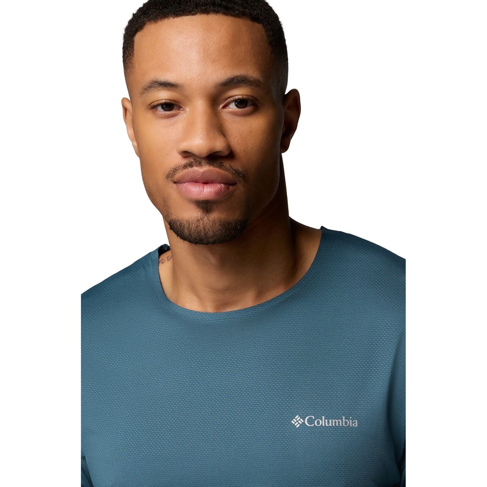 Columbia Three Pitch SS Crew T-Shirts De Sport Pour Hommes En Polyester Bleu