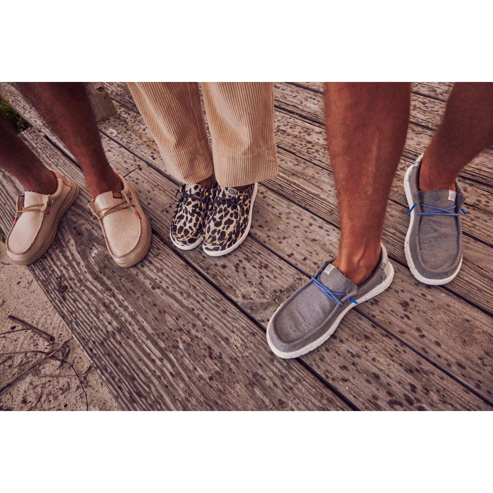 HEYDUDE Wally Coastline Chaussures Bateau En Tissu Argent Pour Hommes