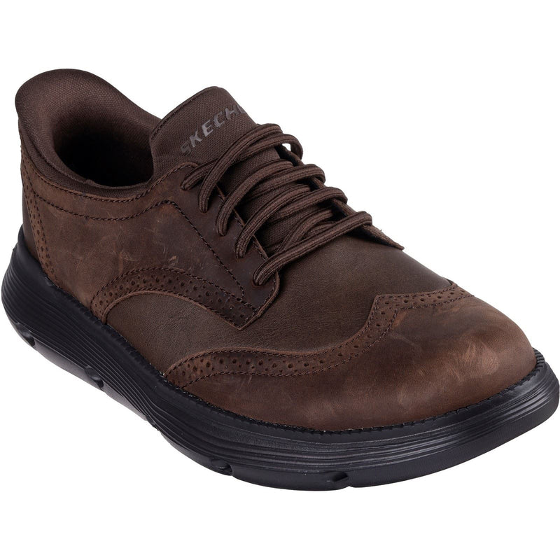 Skechers Garza Sully Chaussures À Lacets En Cuir Pour Homme De Couleur Cacao