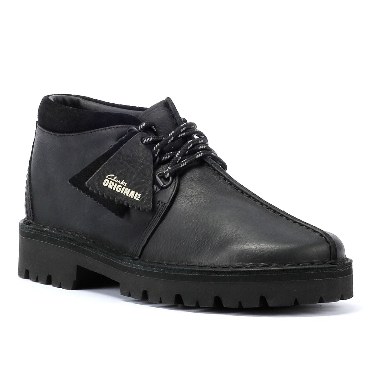 Clarks Originals Desert Trek XL Bottes Noires En Cuir Pour Hommes