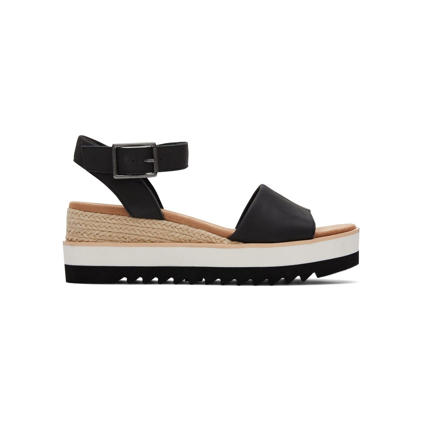 TOMS Diana Compensées Noires Pour Femmes En Cuir