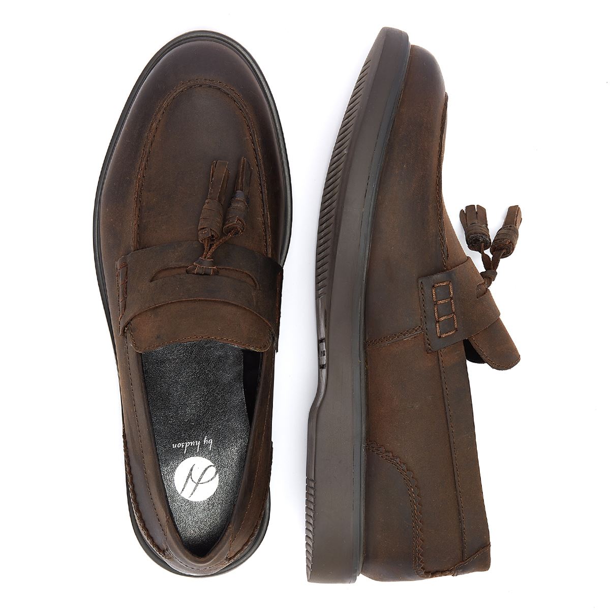 Hudson Mocassins Pour Hommes En Cuir Marron Cato Loafer Crazy