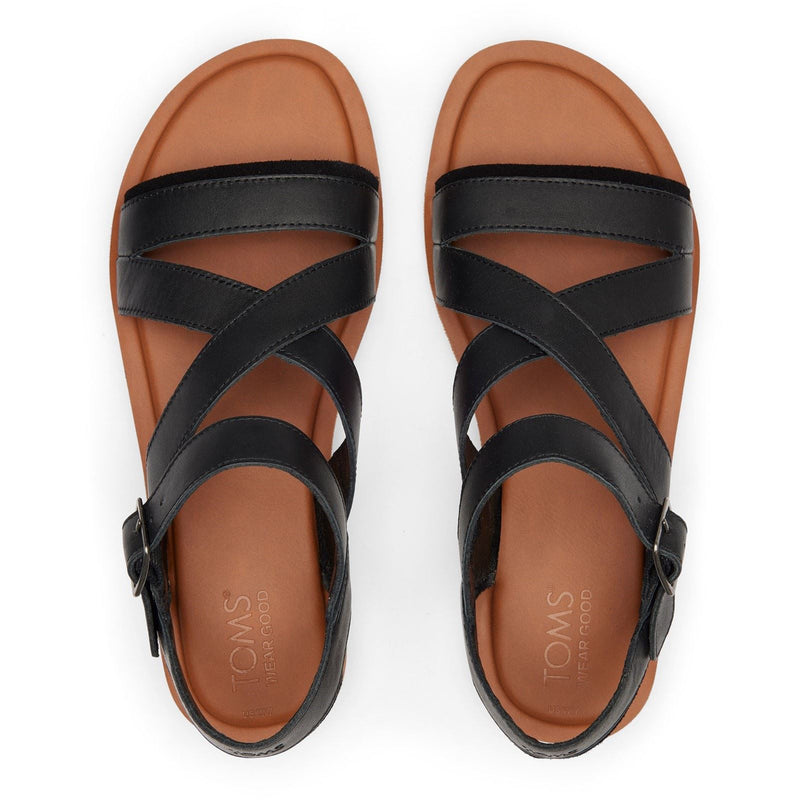 TOMS Sloane Sandales Noires Pour Femmes En Cuir De Vache À 100%