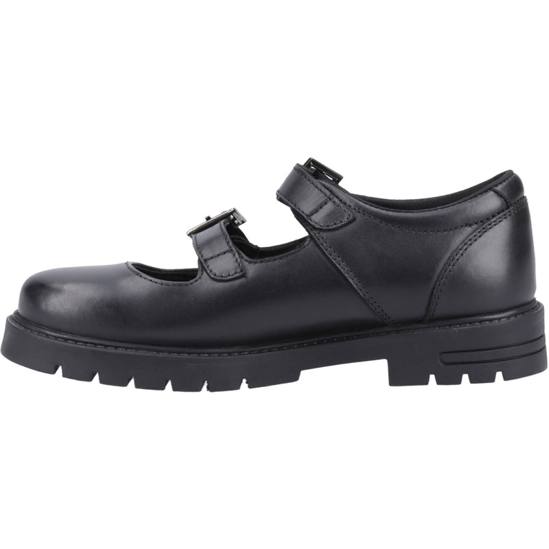 Hush Puppies Ella Senior Chaussures Noires Pour Filles En Cuir