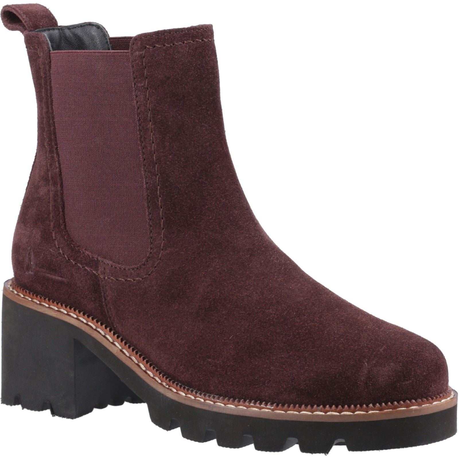 Hush Puppies Gaia Bottes Chelsea À Talons En Cuir Prune Pour Femme