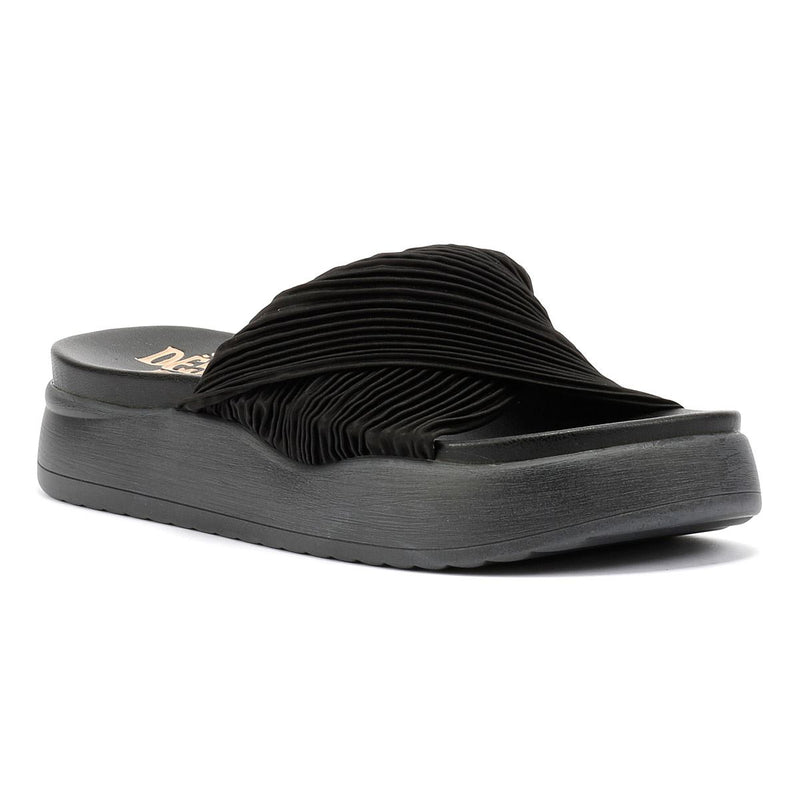 Desert Fleur Gabbro Sandales Noires Pour Femme En Satin