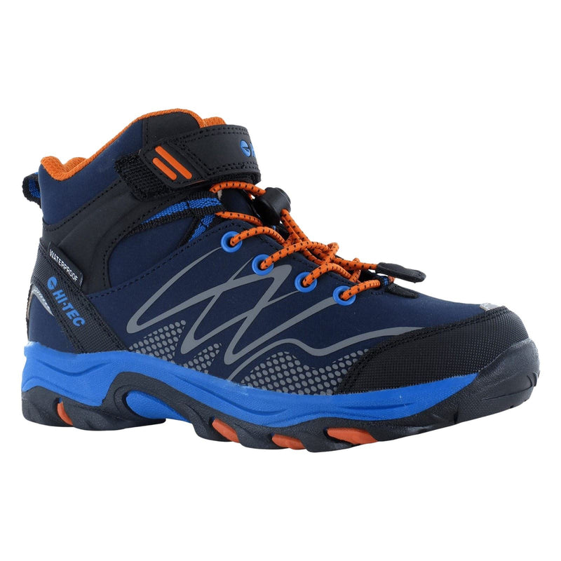 Hi-Tec Blackout Mid Chaussures De Randonnée En Softshell Pour Garçons En Polyester Bleu Marine/orange/bleu Lac