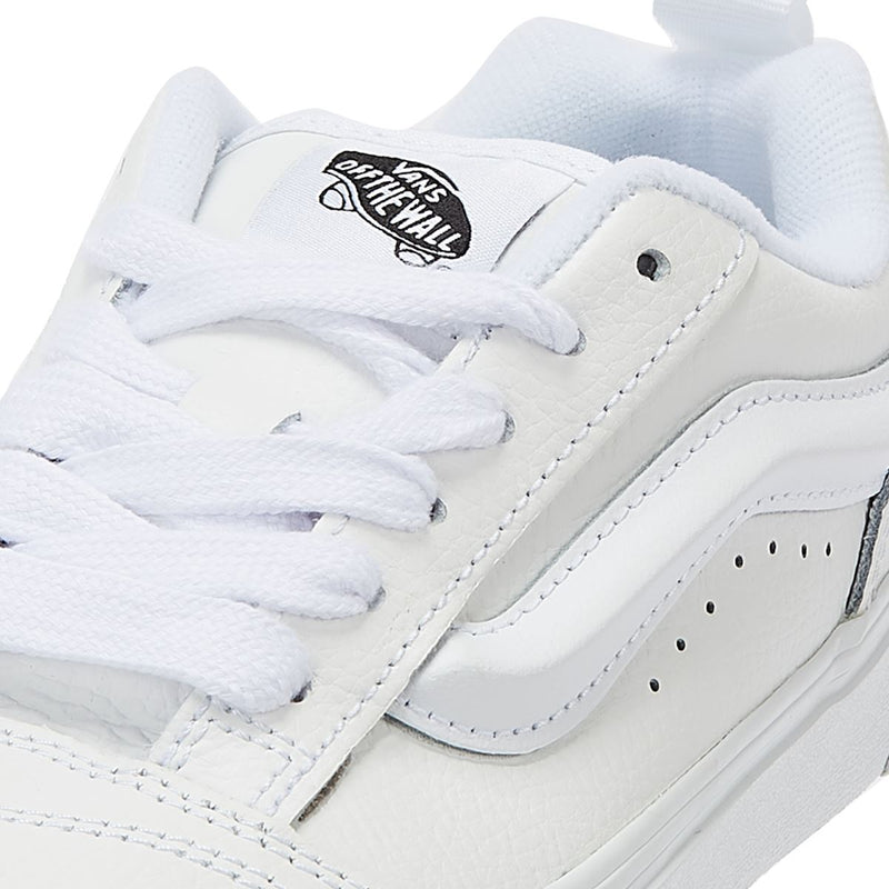 Vans Baskets Blanches En Cuir Véritable Pour Femmes Knu Skool