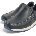 Pod Sean Chaussures Bateau Pour Hommes En Cuir Bleu Marine
