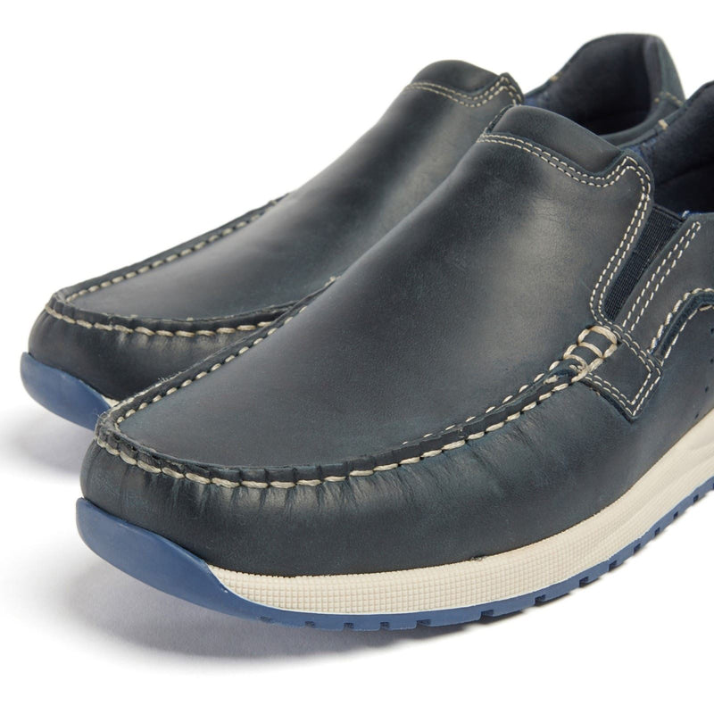 Pod Sean Chaussures Bateau Pour Hommes En Cuir Bleu Marine